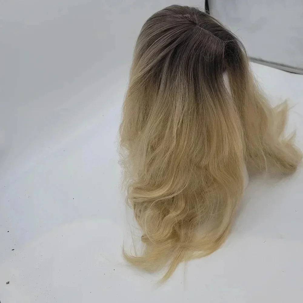 aSulis Natural Long Wavy Curly Wig Dark Roots Ombre Ash Blonde Wig Synthetic 28